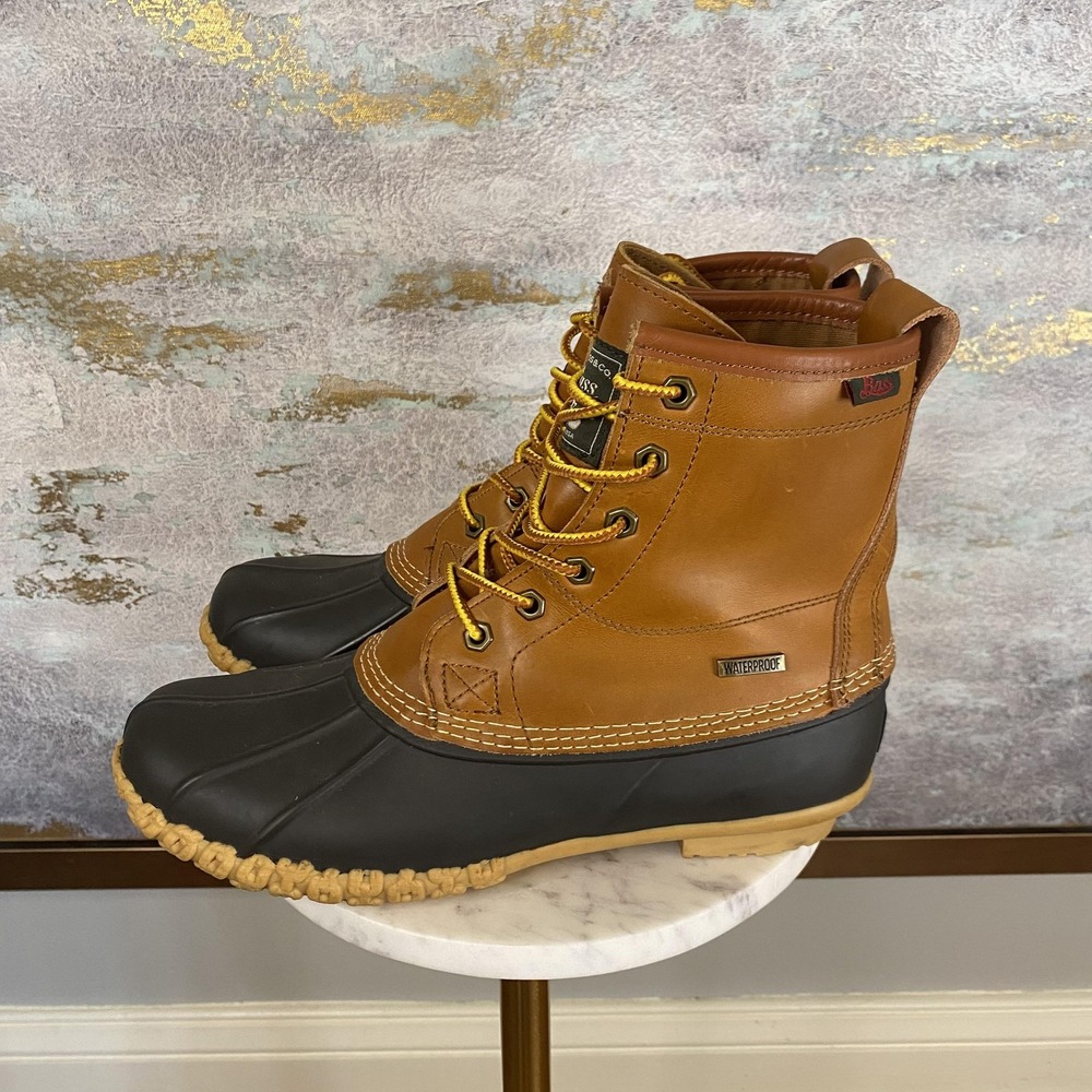 GH Bass & Co Mallard Boots Mens Size 8M Brown Leather Duck Waterproof Snow